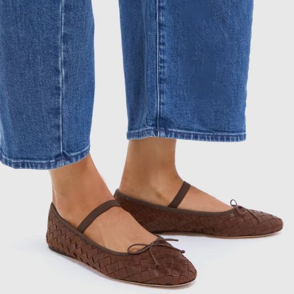 LOEFFLER RANDALL Leonie Woven Ballet Flats Size 6 Espresso Brown Leather NEW - Picture 3 of 15